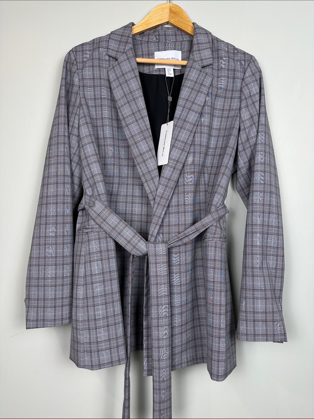 194. CAROLINA BELLE MONTREAL Plaid long blazer jacket
